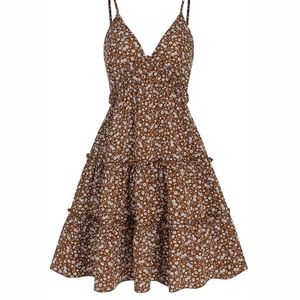 ZAFUL Women's Dress Spaghetti Straps Sleeveless Boho Beach Mini Dress